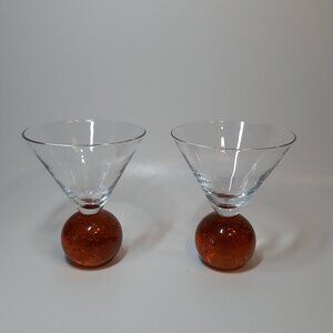Vintage MCM Bullicante Orange Ball Martini Glass Signed E Cointreau, Controlled